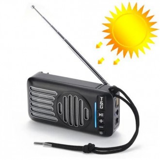 Bluetooth-колонка TG368, speakerphone, радіо, сонячна батарея, black. . фото 2