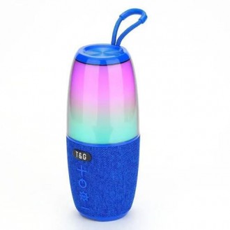 Bluetooth-колонка TG644 з RGB ПІДСВІТКАМ, speakerphone, радіо, blue. . фото 2