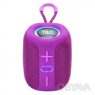 Bluetooth-колонка TG658 з RGB ПІДСВІТКАМ, speakerphone, радіо, фіолетовий. . фото 1