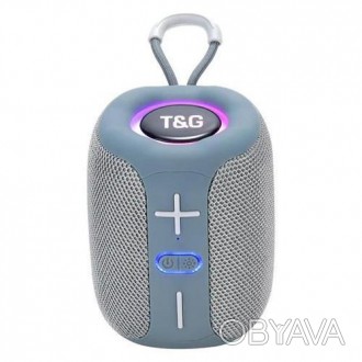 Bluetooth-колонка TG658 з RGB ПІДСВІТКАМ, speakerphone, радіо, grey. . фото 1