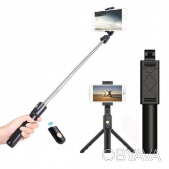 Селфи палка штатив тренога для телефона Bluetooth с пультом Selfie Stick K07 Чёр