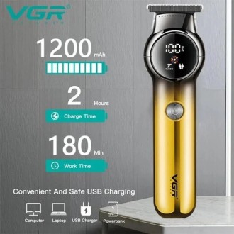 
Аккумуляторный триммер для бороды и усов VGR V-989 с LED дисплеем, режимом Turb. . фото 8