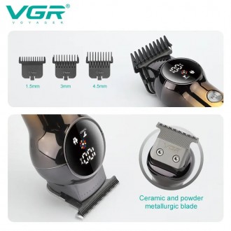 
Аккумуляторный триммер для бороды и усов VGR V-989 с LED дисплеем, режимом Turb. . фото 7