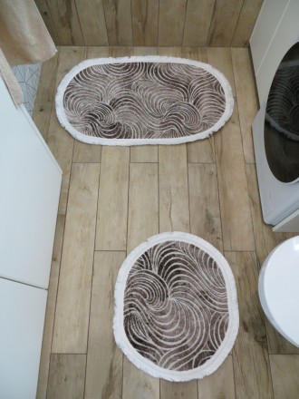 Набор ковриков для ванной комнаты, 2 шт, Турция
Комплектация: 2 шт.
Форма: оваль. . фото 3