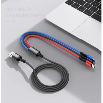 Кабель AWEI CL 971 3 в 1 USB to Type-C+Lightning+MicroUSB (1m) забезпечує широку. . фото 5