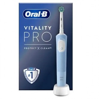 Електрична зубна щітка Oral-B Vitality PRO ProteСt X Сlean Сross AСtion D103-413-3-Blue блакитна. Київ. фото 1 Електрична зубна щітка Oral-B Vitality PRO ProteСt X Сlean Сross AСtion D103-413-3-Blue блакитна. Київ. фото 1
