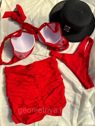
Красный раздельный купальник с юбкой купальник пуш ап
S: ОГ 84-86; ОБ 88-95
М: . . фото 3