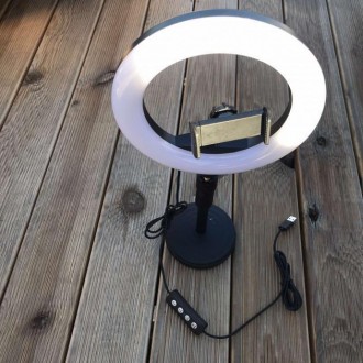 Кільцева Led-лампа Ring Light 16 см на круглому штативі з тримачем для смартфона. . фото 7