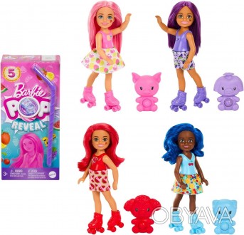 
Маленькі ляльки Barbie Pop Reveal Fruit Series Chelsea з 5 сюрпризами в одній с. . фото 1