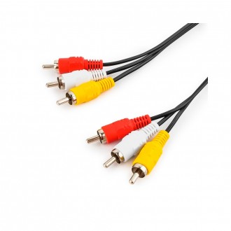 Кабель Audio-Video 3хRCA (тато) => 3хRCA (тато), GOLD connector, CU, круглий, Bl. Киев. фото 1 Кабель Audio-Video 3хRCA (тато) => 3хRCA (тато), GOLD connector, CU, круглий, Bl. Киев. фото 1