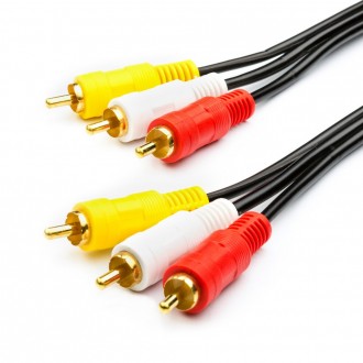 Кабель Audio-Video 3хRCA (тато) => 3хRCA (тато), GOLD connector, CU, круглий, Bl. Киев. фото 1 Кабель Audio-Video 3хRCA (тато) => 3хRCA (тато), GOLD connector, CU, круглий, Bl. Киев. фото 1
