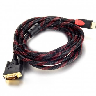 Кабель HDMI (тато) -DVI (тато) 1,5 метра 2 фериту обплетення круглий Пакет, Q150. Киев. фото 1 Кабель HDMI (тато) -DVI (тато) 1,5 метра 2 фериту обплетення круглий Пакет, Q150. Киев. фото 1