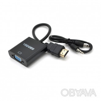 Конвертер VEGGIEG H-V2B HDMI (тато) на VGA (мама) + Audio - для підключення комп. . фото 1