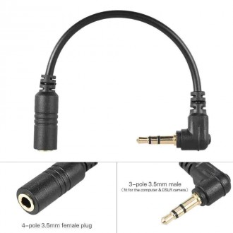Адаптер для мікрофона, аудіоперехідник з mini jack 3.5 мм (4 pin) на mini jack 3. . фото 2