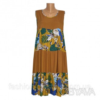 красивое летнее платье сарафан из натуральной штапельной ткани, вставки с цветны. . фото 1