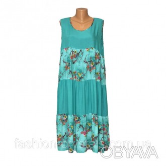 
красива літня сукня сарафан з натуральної штапельної тканини, вставки з кольоро. . фото 1
