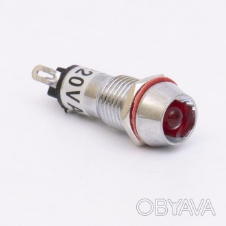Світлодіодний індикатор металевий AD22C-10 220v AС, червоний. . фото 1