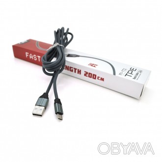 Кабель EMY MY-732, Micro-USB, 2.4A, Silver, довжина 2м, BOX. . фото 1