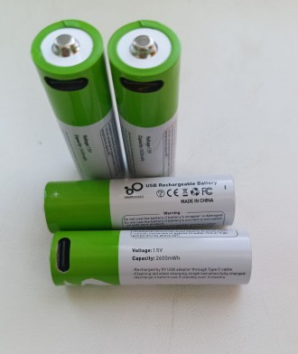 Новая пальчиковая аккумуляторная батарейка Smartoools типа АА с зарядкой USB Typ. . фото 3