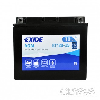 Мото акумулятор AGM ET 12B-BS EXIDE (12V, 10A). . фото 1