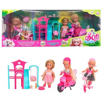 Лялька Sofi 85273 (36/2) “На прогулянці у парку”, 3 ляльки, мопед, велосипед, дитячий майданчик, висота ляльки 11 см, в коробці. Одеса. фото 1 Лялька Sofi 85273 (36/2) “На прогулянці у парку”, 3 ляльки, мопед, велосипед, дитячий майданчик, висота ляльки 11 см, в коробці. Одеса. фото 1