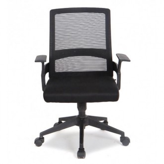 Офісне крісло чорного кольору, висока спинка з чорної сітки mesh, пластикові під. . фото 2