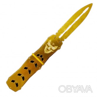 Нож деревянный "ВЫКИДУХА" СТРЕЛА (GOLD)
Материал: Березовая фанера разных оттенк. . фото 1