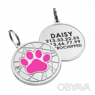 Медальон адресник для собак с лазерной гравировкой из латуни с никелевым покрыти. . фото 1