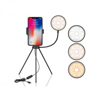 Кільцева LED лампа Puluz SYA0014601 зі штативом для телефону. Бородянка. фото 1 Кільцева LED лампа Puluz SYA0014601 зі штативом для телефону. Бородянка. фото 1