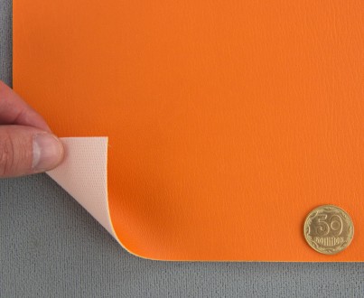Морской кожвинил оранжевый Riva-T014, для катеров, яхт, обивки мебели в ресторан. . фото 2