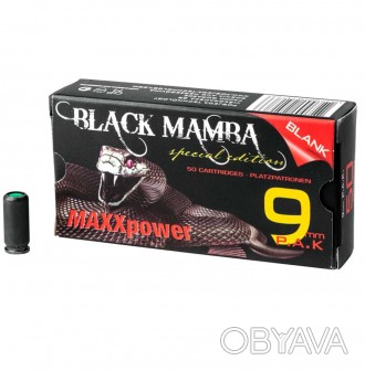 Патрон холостой пистолетный MaxxPower PAK Blank Rounds Black Mamba 9 мм.
Давлени. . фото 1