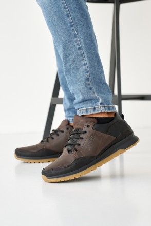 Чоловічі кросівки шкіряні весняно-осінні коричневі-черные Emirro 95
40 - 26,5 см. . фото 3