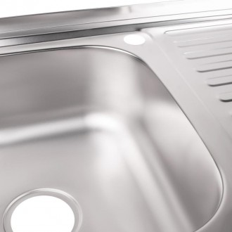 Кухонна мийка Lidz 5080-L 0,8 мм Satin (LIDZ5080LSAT8) виготовлена з неіржавкої . . фото 7
