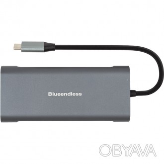 Адаптер USB C на 2 порти USB 3.0, USB 2.0, HDMI, Type C, має слоти для карток SD. . фото 1