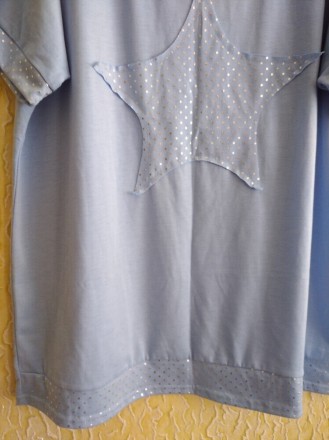 Нова батальна жіноча футболка, блакитна з серебристим візерунком, Сток.
ПОГ 58 . . фото 5