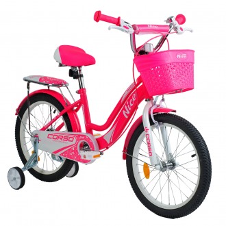 
Велосипед двухколесный с корзинокой 18 дюймов для девочки Corso Nice Pink от 6 . . фото 4