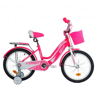 
Велосипед двухколесный с корзинокой 18 дюймов для девочки Corso Nice Pink от 6 . . фото 2