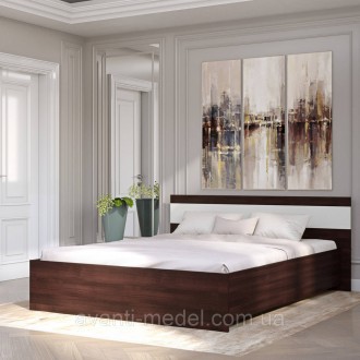 Двоспальне ліжко з основою під матрац виготовлене з красивого, сучасного ламінов. . фото 3