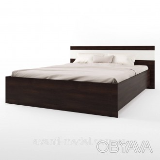 Двоспальне ліжко з основою під матрац виготовлене з красивого, сучасного ламінов. . фото 1