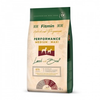 Корм для собак Fitmin dog MEDIUM/MAXI PERFORMANCE LAMB & BEEF 12кг. Ровно. фото 1 Корм для собак Fitmin dog MEDIUM/MAXI PERFORMANCE LAMB & BEEF 12кг. Ровно. фото 1