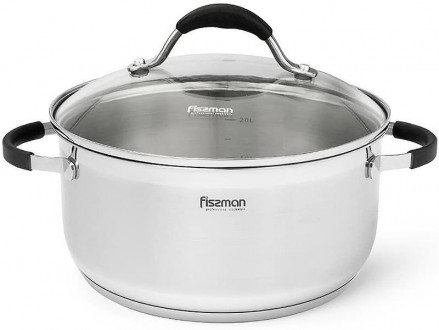 Кастрюля Fissman Magnifika 5.1л с силиконовыми накладками на ручках. Харків. фото 1