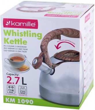 Чайник Kamille Whistling Kettle со свистком для ароматного чая и семейного или д. . фото 9