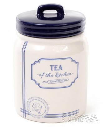 Кухонная керамическая банка Red&Blue TEA (емкость для листового чая) с крышкой -. . фото 1