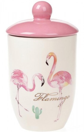 Банка кухонная "Розовый Фламинго" с крышкой - элегантная коллекция керамической . . фото 2