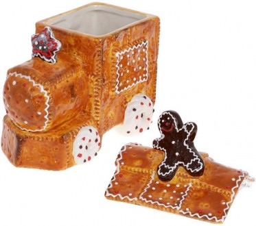 Декоративная керамическая банка «Пряничный Паровоз» для сладостей, размер: 19х11. . фото 3
