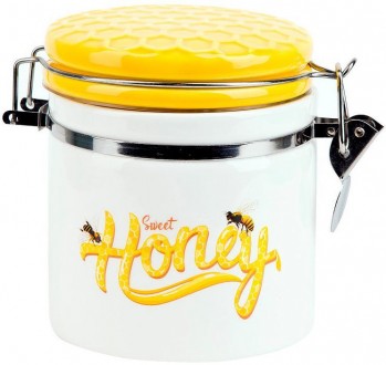 Банка керамическая "Sweet Honey" 480мл для сыпучих продуктов с металлической зат. Харків. фото 1 Банка керамическая "Sweet Honey" 480мл для сыпучих продуктов с металлической зат. Харків. фото 1