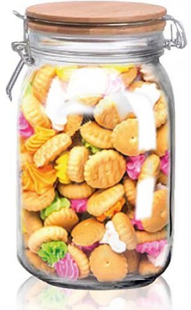 Банка для продуктов "Biscuit" 1.5л стеклянная с бамбуковой крышкой. Харків. фото 1 Банка для продуктов "Biscuit" 1.5л стеклянная с бамбуковой крышкой. Харків. фото 1