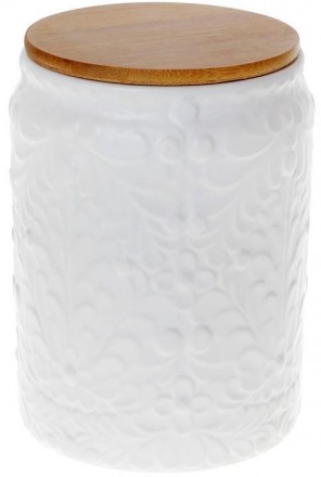 Банка Ceram-Bamboo для сыпучих продуктов 1.1л, белая матовая керамика с бамбуков. Харків. фото 1 Банка Ceram-Bamboo для сыпучих продуктов 1.1л, белая матовая керамика с бамбуков. Харків. фото 1
