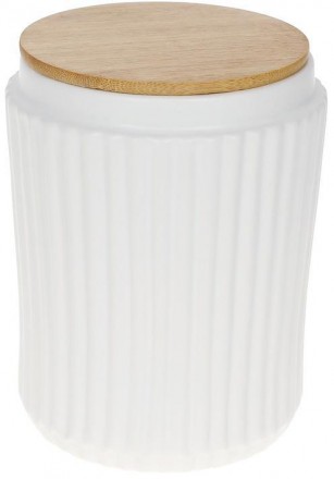 Банка Ceram-Bamboo для сыпучих продуктов 730мл, белая матовая керамика с бамбуко. Харків. фото 1 Банка Ceram-Bamboo для сыпучих продуктов 730мл, белая матовая керамика с бамбуко. Харків. фото 1