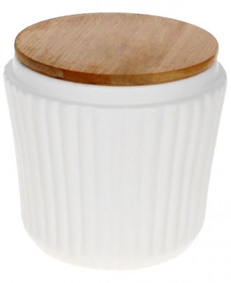 Банка Ceram-Bamboo для сыпучих продуктов 450мл, белая матовая керамика с бамбуко. Харків. фото 1 Банка Ceram-Bamboo для сыпучих продуктов 450мл, белая матовая керамика с бамбуко. Харків. фото 1